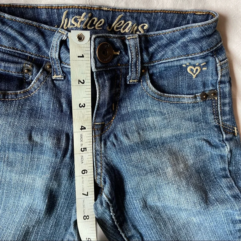 Justice Jeans 7R Simply Low boot cut blue Jeans. No stains or holes. Medium blue